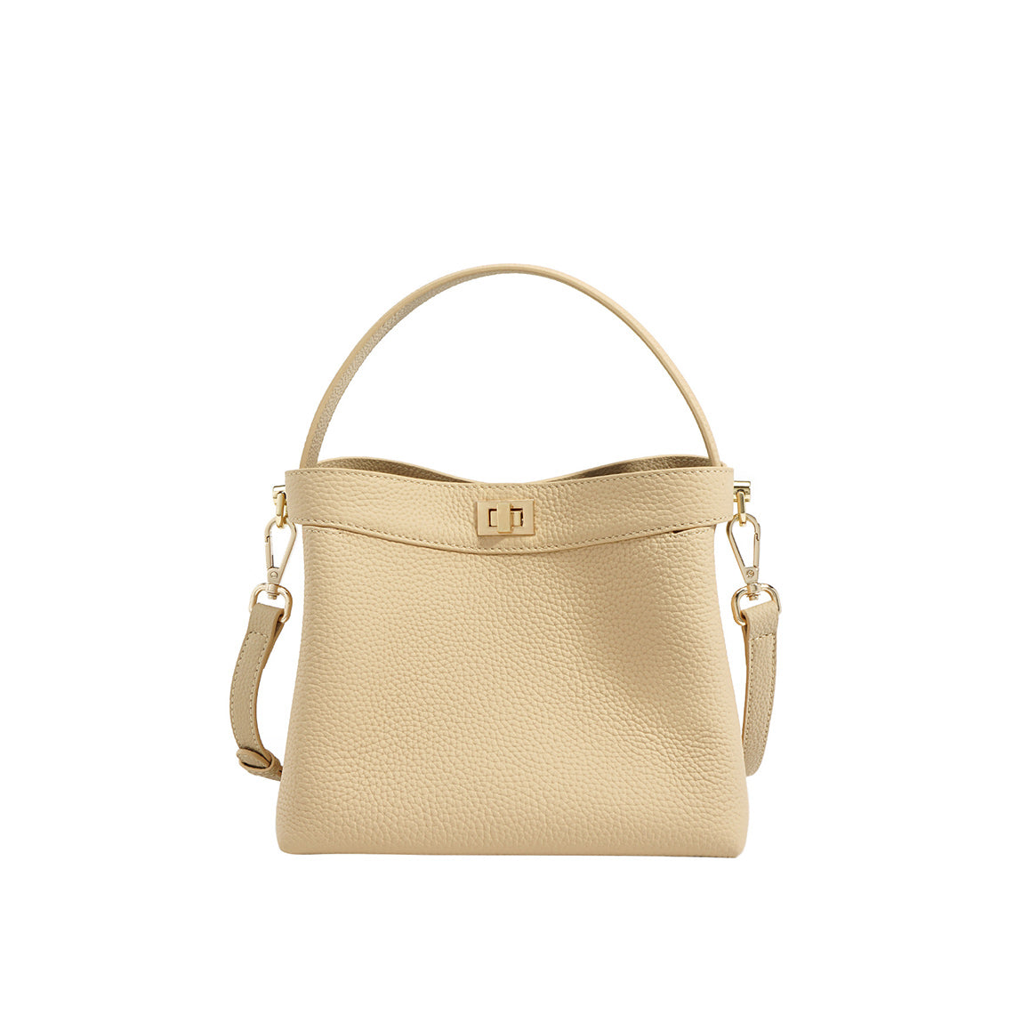 Top Grain Leather Top Handle Small Bucket Bag - Image 7