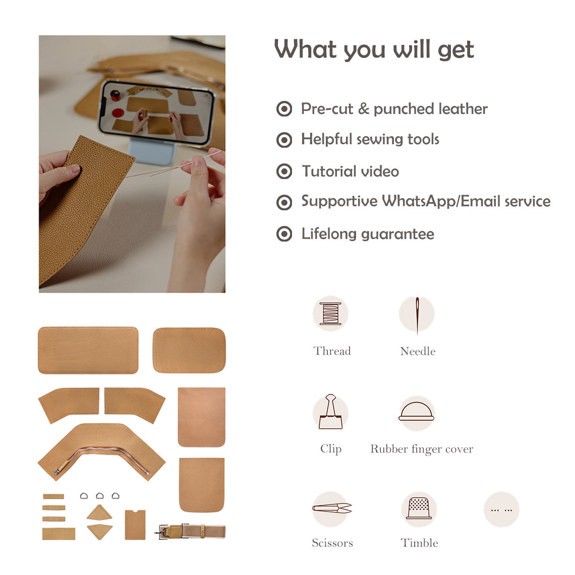 G8activist® Top Grain Leather Men Fanny Pack Waist Bag DIY Kit - Image 3