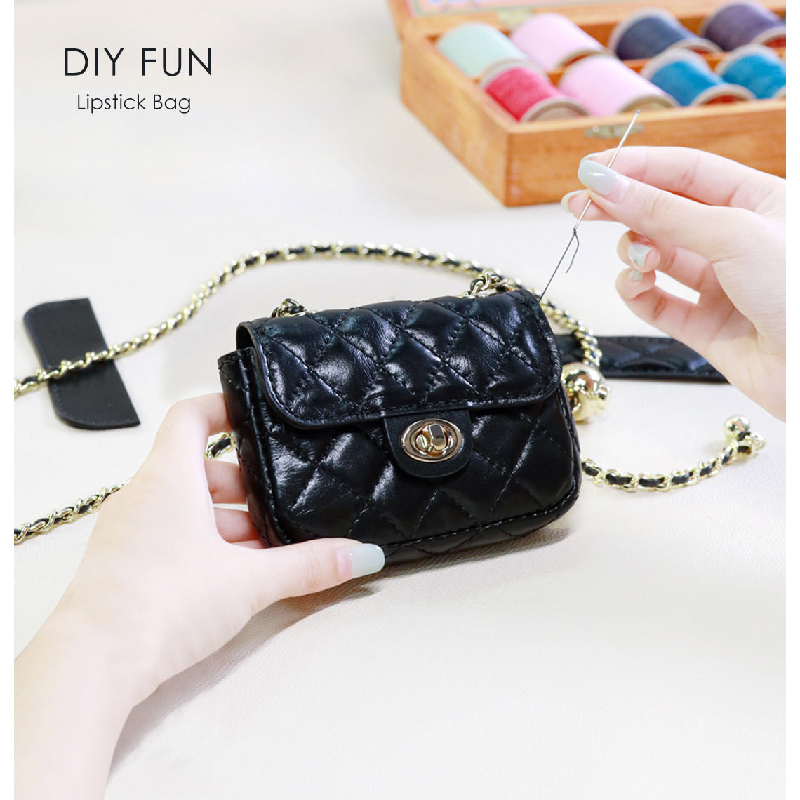 G8activist® Top Grain Leather Quilted Lipstick Pouch DIY Kits - Image 3