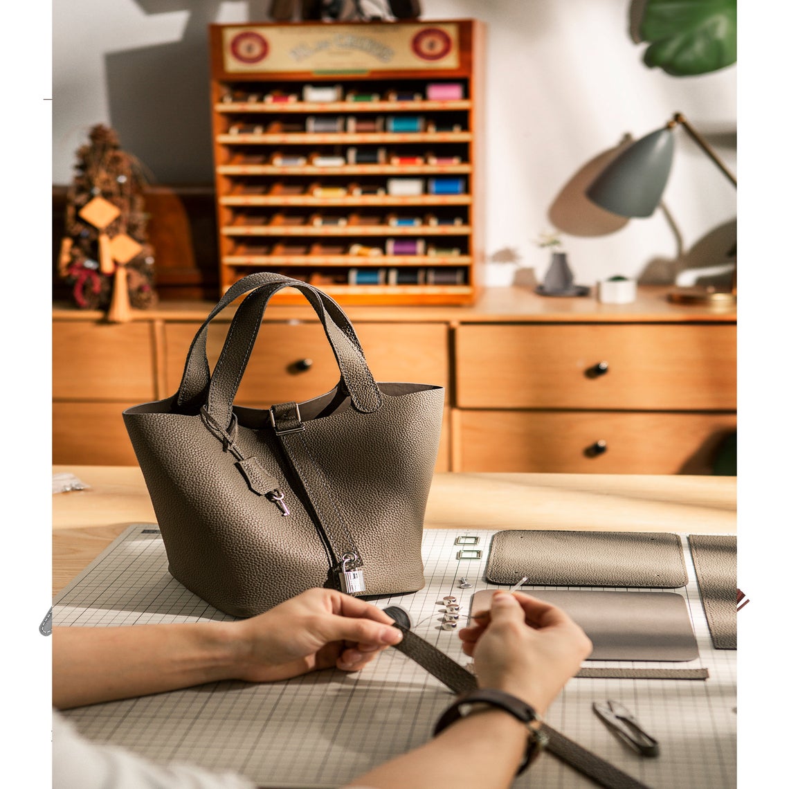 G8activist® Top Grain Leather Lady Picotion Lock Totes Bag DIY Kit - Price Drop at Checkout - Image 8