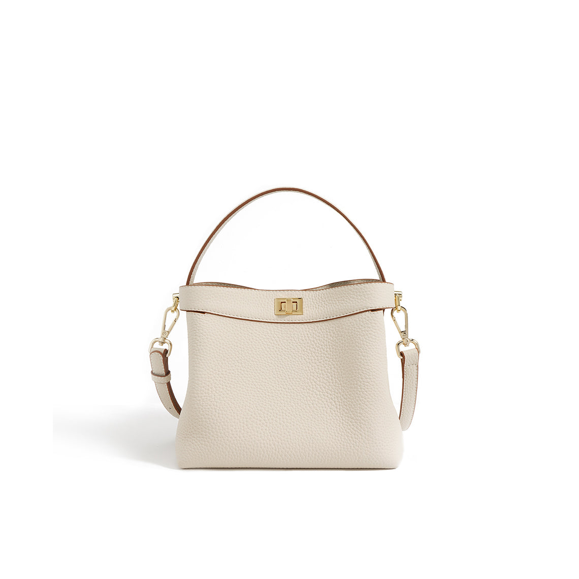 Top Grain Leather Top Handle Small Bucket Bag - Image 6