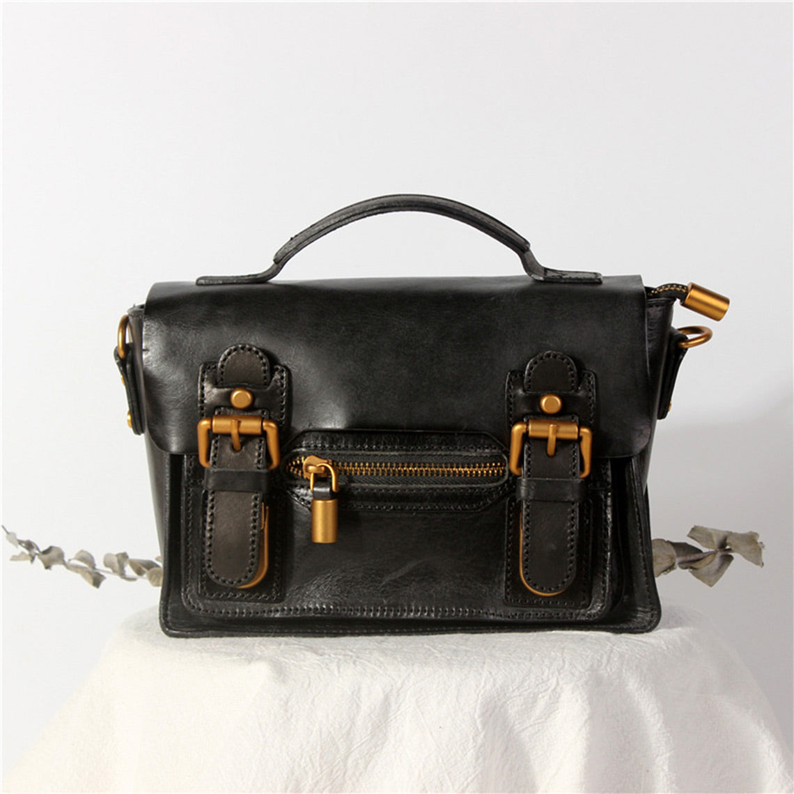 Vegetable Tanned Leather Vintage Women Satchel Bag - Image 14